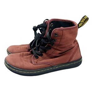 Dr Martens Shoreditch Canvas Maroon Lace Up Ankle Boots Womens Size 5